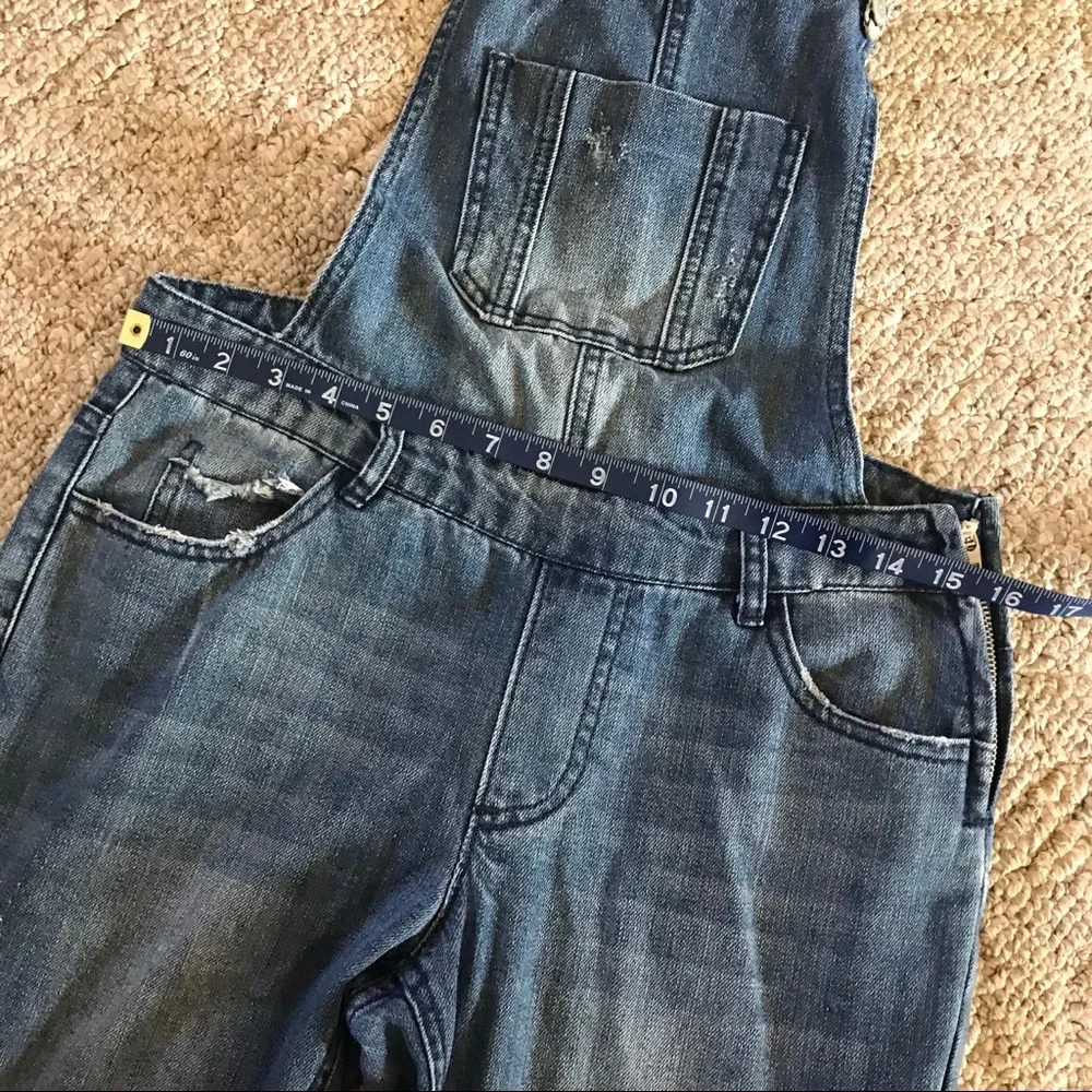 Distressed Denim Overalls SZ Small - Picture 6 of 11